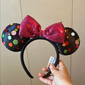 Disney Black Mouse Ears with Pink Sequin Bow